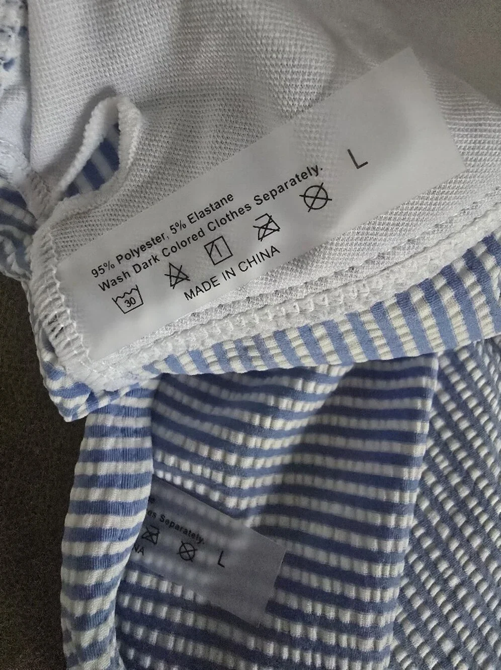 Blue Stripe Ruffle V-Neck High-Waist Women's Bikini. Size Large. NWT.